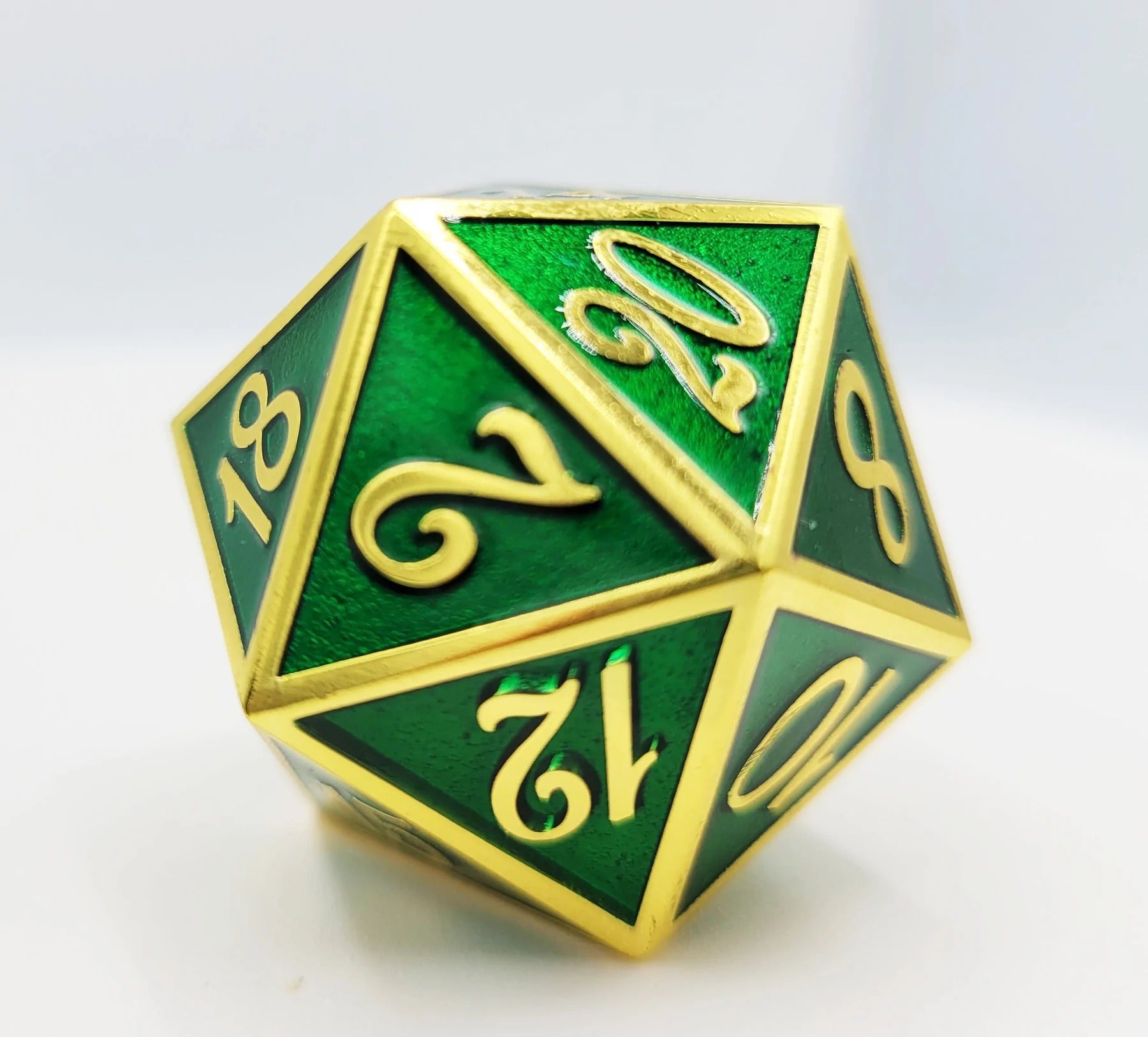 D20 Gold with Emerald - 35mm Extra Large