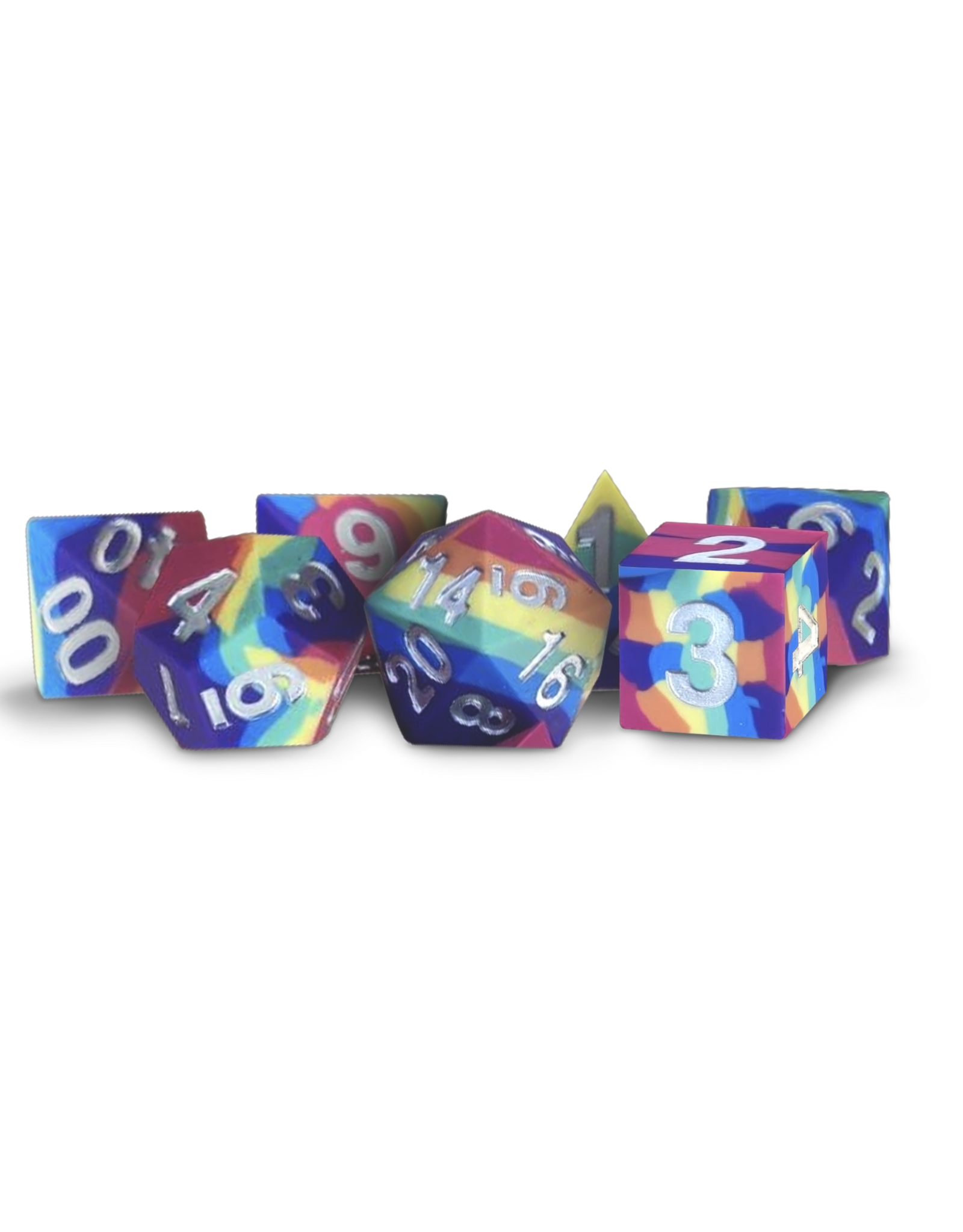MDG: Sharp Edge Silicone Rubber Dice - Rainbow Poly (7)