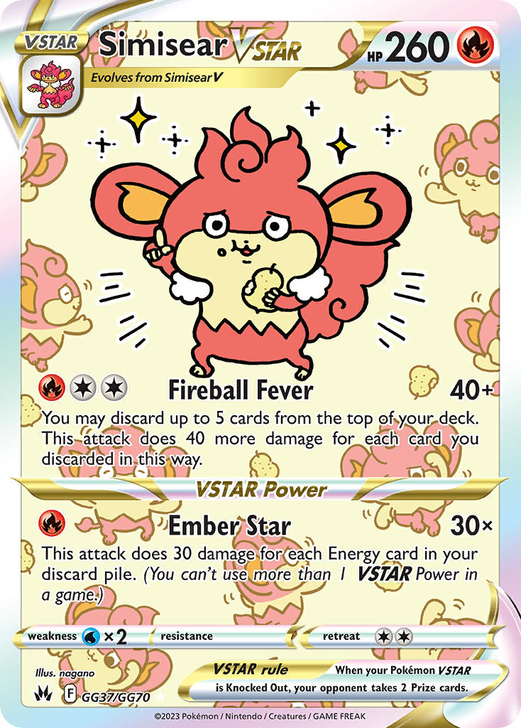 Simisear VSTAR - GG37/GG70 (CRZ:GG) Ultra Rare - Near Mint Holofoil