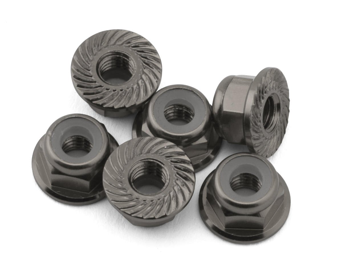 175RC Team Associated RC10B74.2D CE Aluminum Serrated Locking Wheel Nuts (Grey) (6)