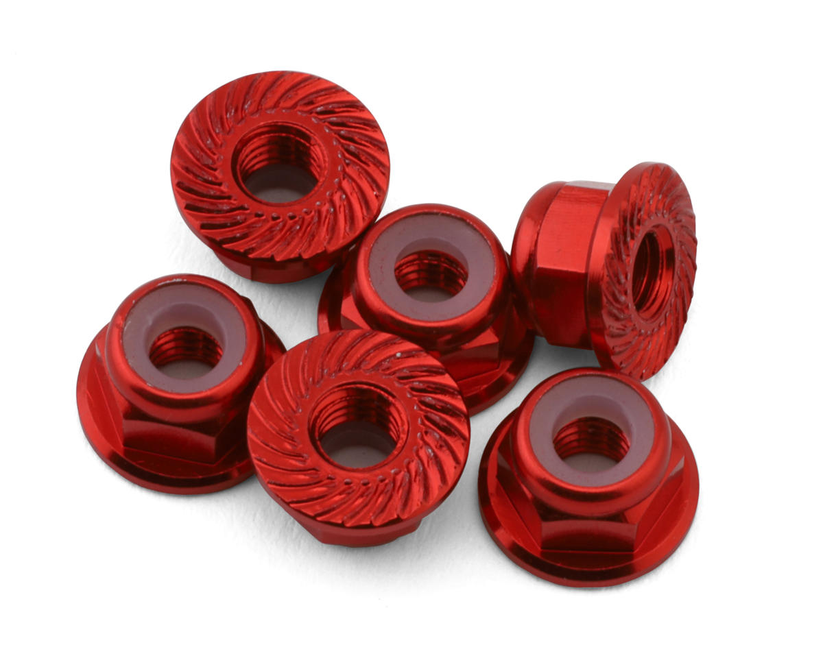 175RC Team Associated RC10B74.2D CE Aluminum Serrated Locking Wheel Nuts (Red) (6)