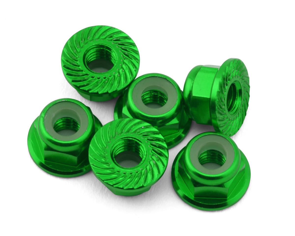 175RC Team Associated RC10B74.2D CE Aluminum Serrated Locking Wheel Nuts (Green) (6)