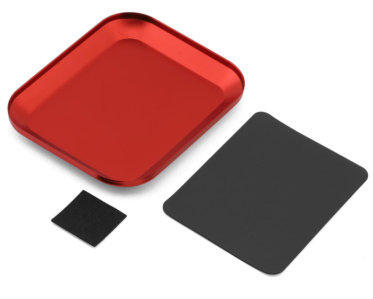 175RC Small Aluminum Parts Tray & Magnetic Screw Catcher (Red) (4.2x3.5in) (107.88x89mm)