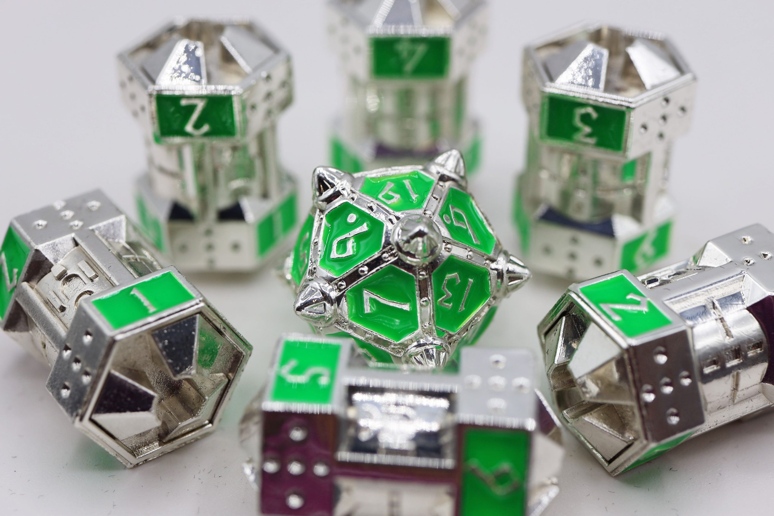 Dice 51: Neon Diamonds Metal CCG Dice Set