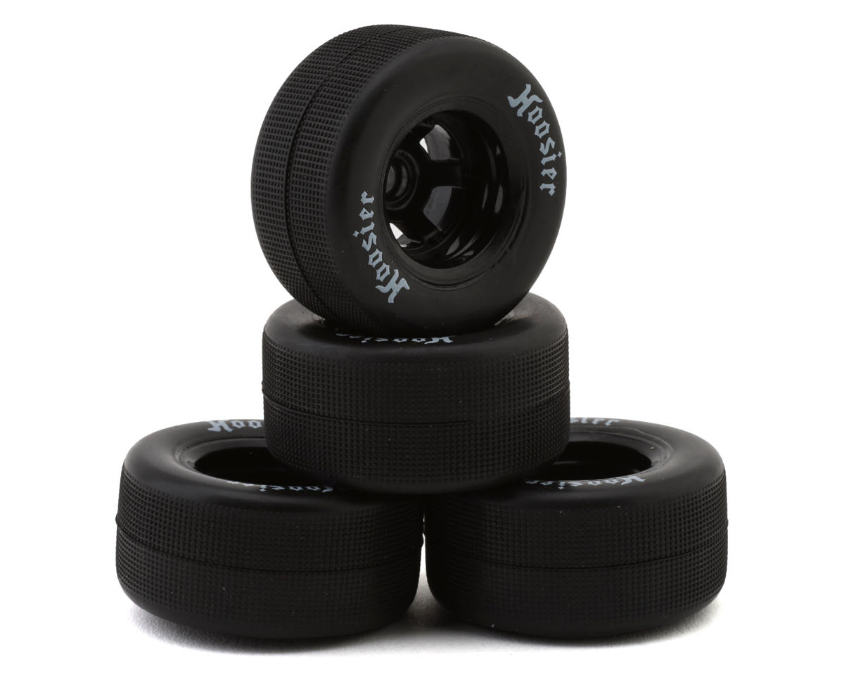 1RC Racing Pre-Mounted 1/18 Asphalt Late Model Hoosier Tires (Black) (4) (F/R) (Soft)