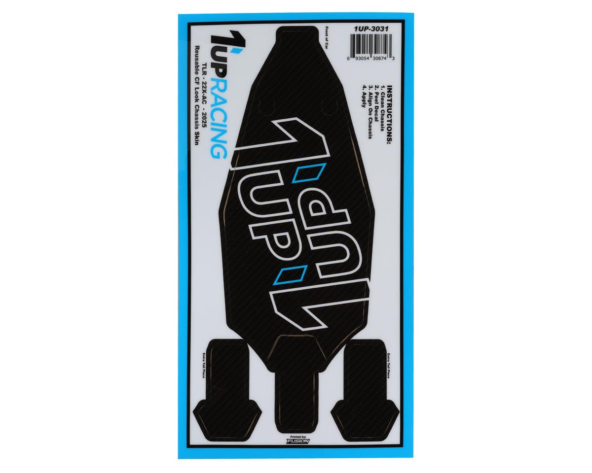 1UP Racing TLR 22X 1up Outline Logo Reusable Chassis Protector Sheet (Carbon)