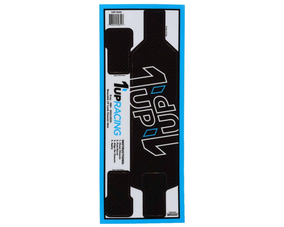 1UP Racing Xray XB4 Twin 1up Outline Logo Reusable Chassis Protector Sheet (Carbon)