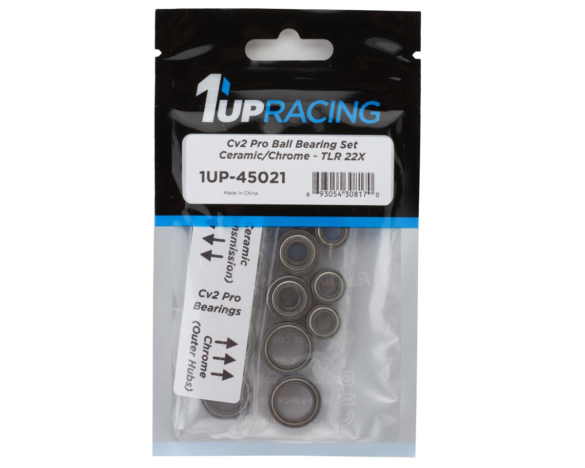1UP Racing TLR 22X Cv2 Pro Ball Bearing Set (Ceramic/Chrome)