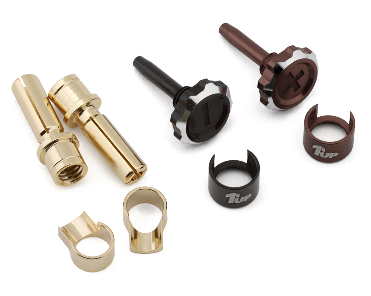 1UP Racing "Lockdown" Adjustable Bullet Plug Grips w/4mm Bullets (Gunmetal/Black)