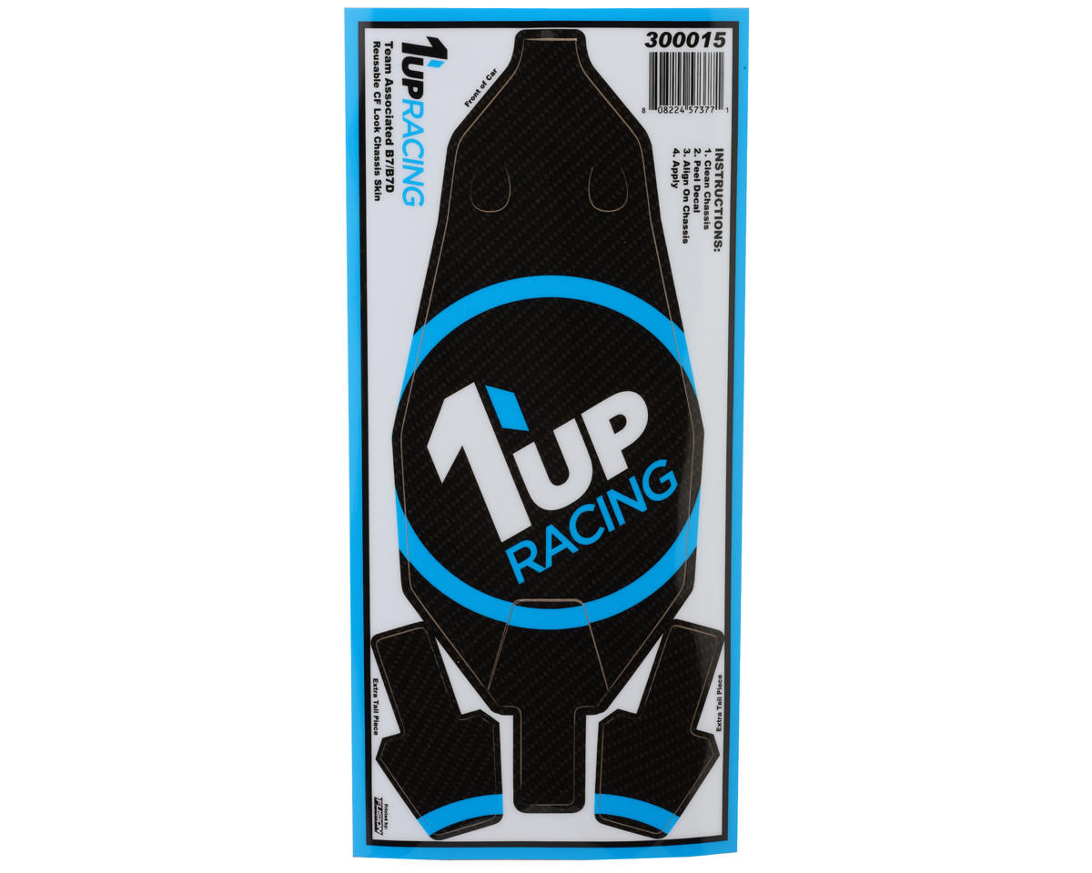 1UP Racing RC10B7/RC10B7D Stacked 1UP Logo Reusable Chassis Protector Sheet (Carbon)