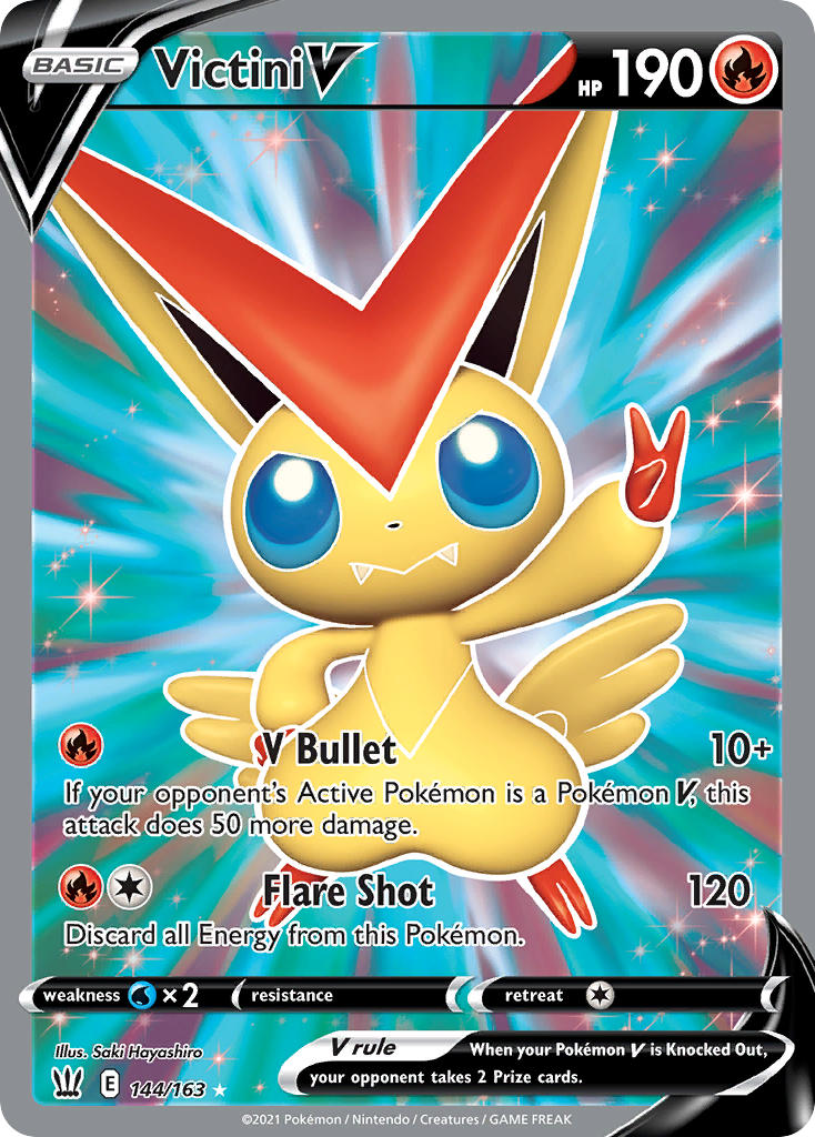 Victini V (Full Art) - 144/163 (SWSH05) Ultra Rare - Near Mint Holofoi