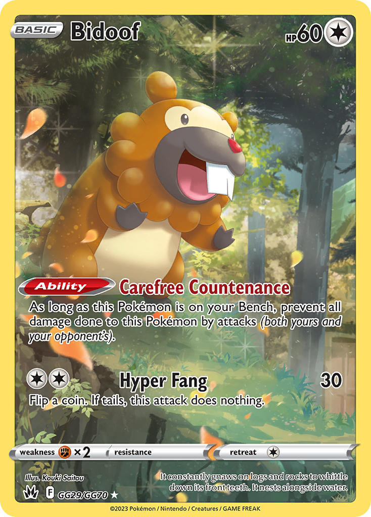 Bidoof - GG29/GG70 (CRZ:GG) Holo Rare - Near Mint Holofoil