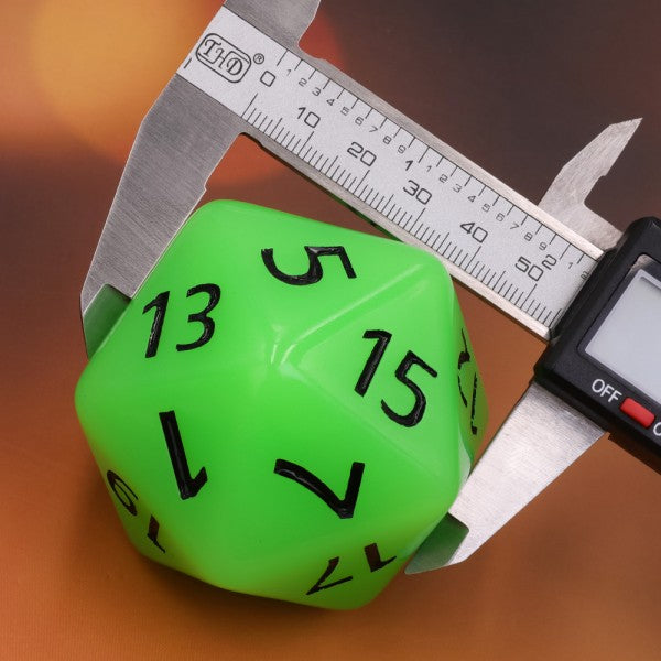 HDH-23: 55mm Titan d20 - Glow in the Dark Green w/ black