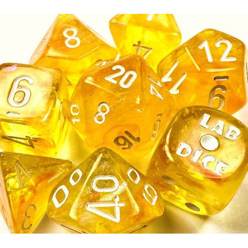 CHX30053: Borealis - Poly Set Canary w/white (Luminary) (7) (Lab Dice