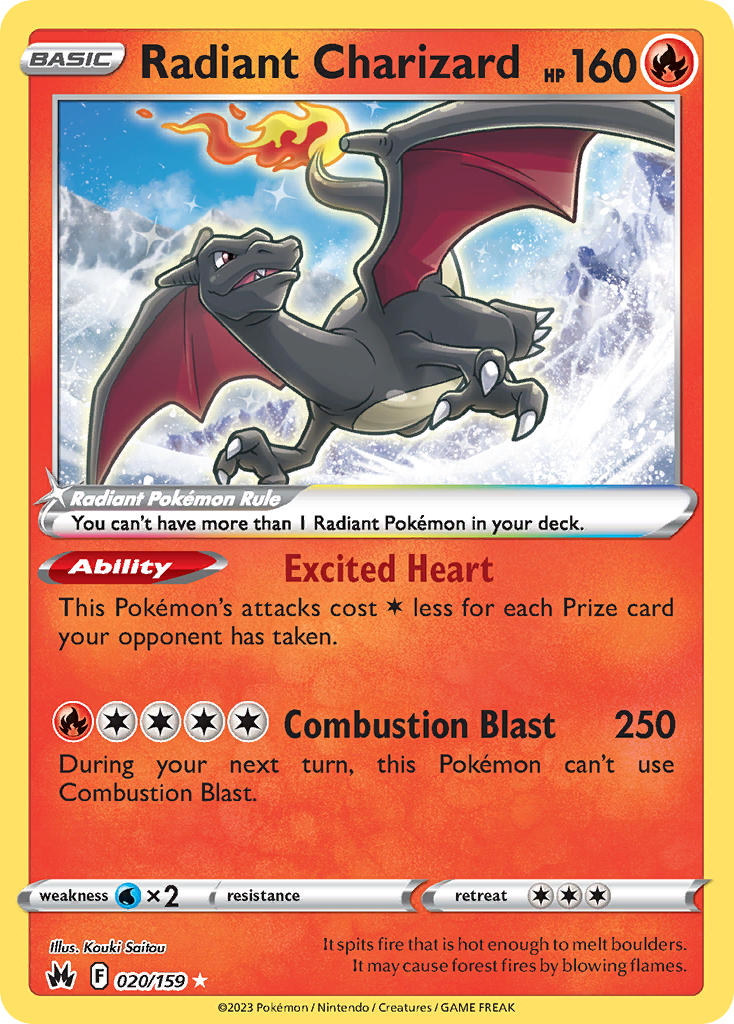 Radiant Charizard - 020/159 (CRZ) Radiant Rare - Near Mint Holofoil