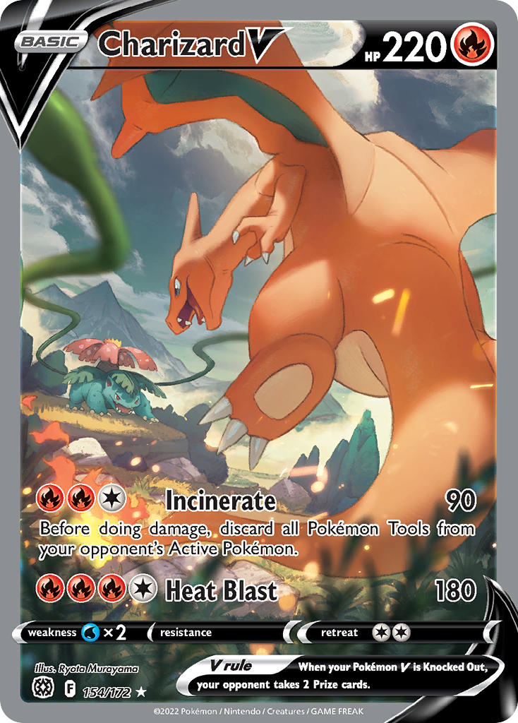 Charizard V (Alternate Full Art) - 154/172 (SWSH09) Ultra Rare - Near