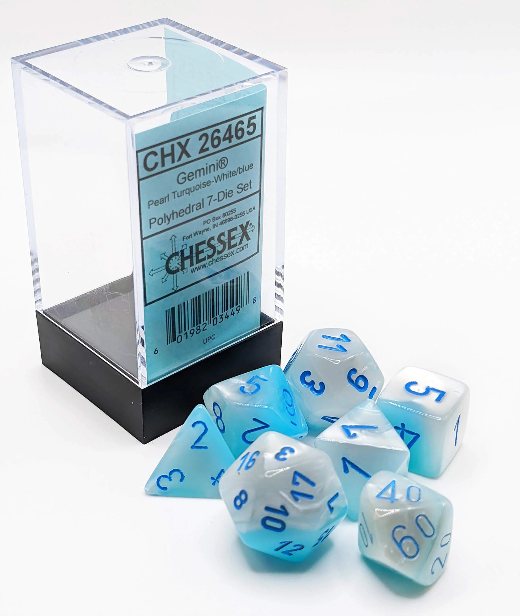 CHX26465: Gemini - Poly Set Pearl Turquoise-White w/blue (Luminary) (7