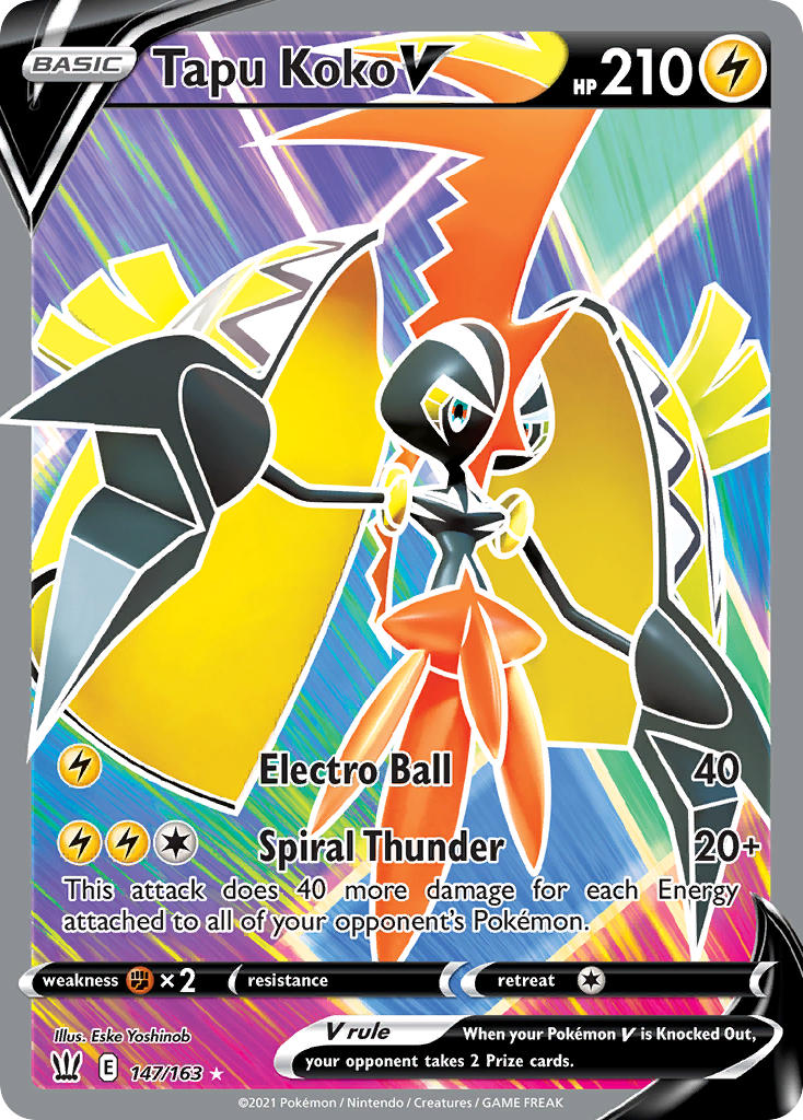 Tapu Koko V (Full Art) - 147/163 (SWSH05) Ultra Rare - Near Mint Holof