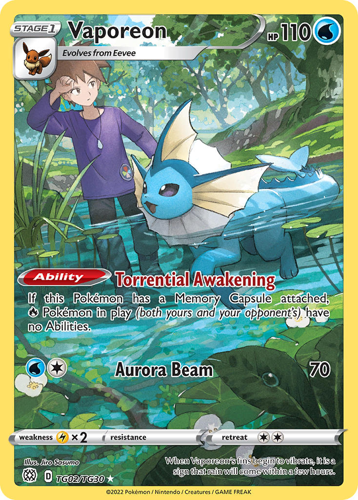Vaporeon - TG02/TG30 (SWSH09:TG) Ultra Rare - Near Mint Holofoil