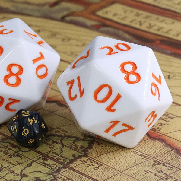 HDH-13: 55mm Titan d20 - Opaque White w/ orange