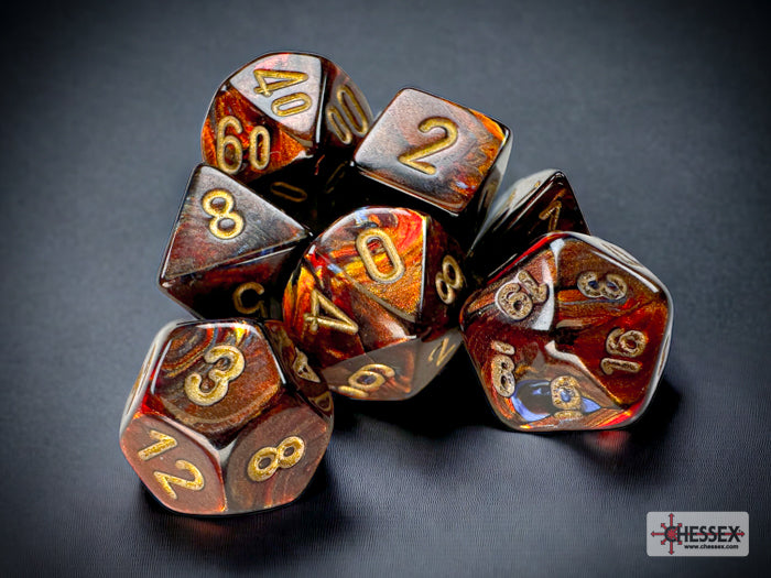 CHX20419: Scarab - Mini Poly Set Blue Blood w/gold (7)