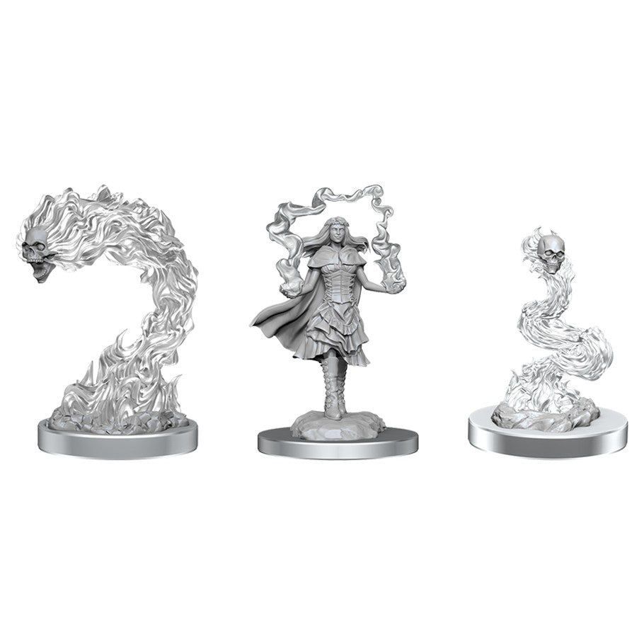 D&D: Nolzur's Marvelous Miniatures - Dark Spellcaster & Flameskulls (9