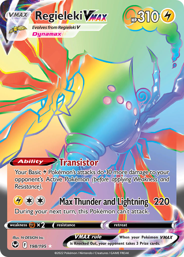 Regieleki VMAX (Secret) - 198/195 (SWSH12) Secret Rare - Near Mint Hol