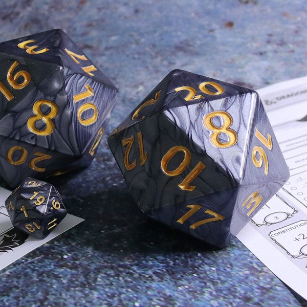 HDH-10: 55mm Titan d20 - Pearl Black w/Gold