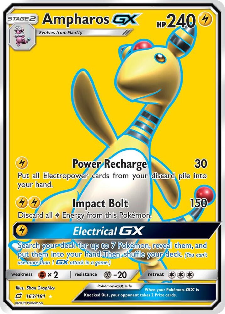Ampharos GX (Full Art) - 163/181 (SM9) Ultra Rare - Near Mint Holofoil