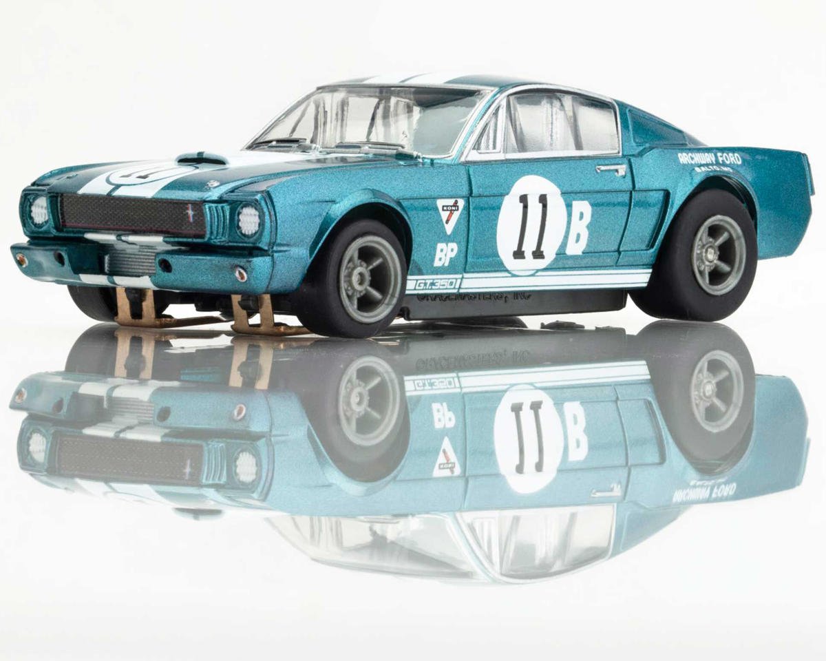 AFX 1965 Donahue Shelby Mustang GT350R HO Scale Slot Car (Blue/White) (LWB) (Mega G+)