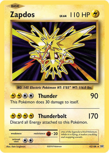 Zapdos (42/108) (EVO) Holo Rare - Near Mint Holofoil