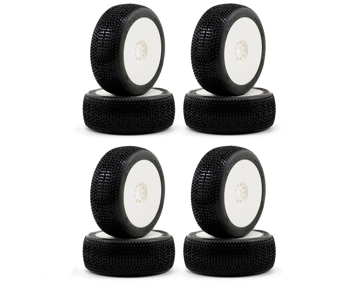 AKA Impact 1/8 Buggy Tires Racer Bundle w/EVO Wheels (White) (8) (Super Soft - Long Wear)