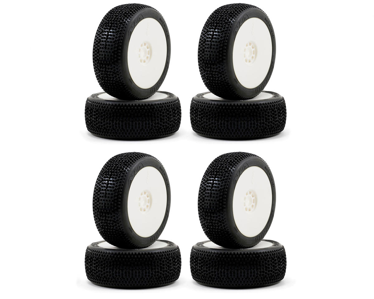 AKA Impact 1/8 Buggy Tires Racer Bundle w/EVO Wheels (White) (8) (Soft - Long Wear)