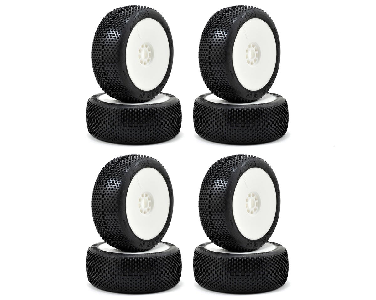 AKA Gridiron II 1/8 Buggy Tires Racer Bundle w/EVO Wheels (White) (Super Soft - Long Wear) (8)