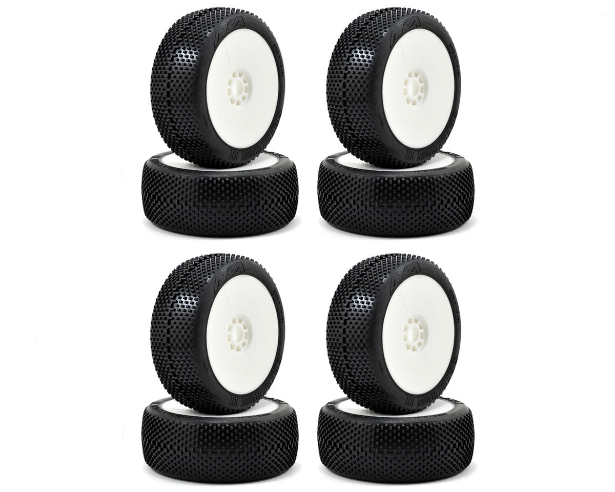 AKA Gridiron II 1/8 Buggy Tires Racer Bundle w/EVO Wheels (White) (Soft - Long Wear) (8)