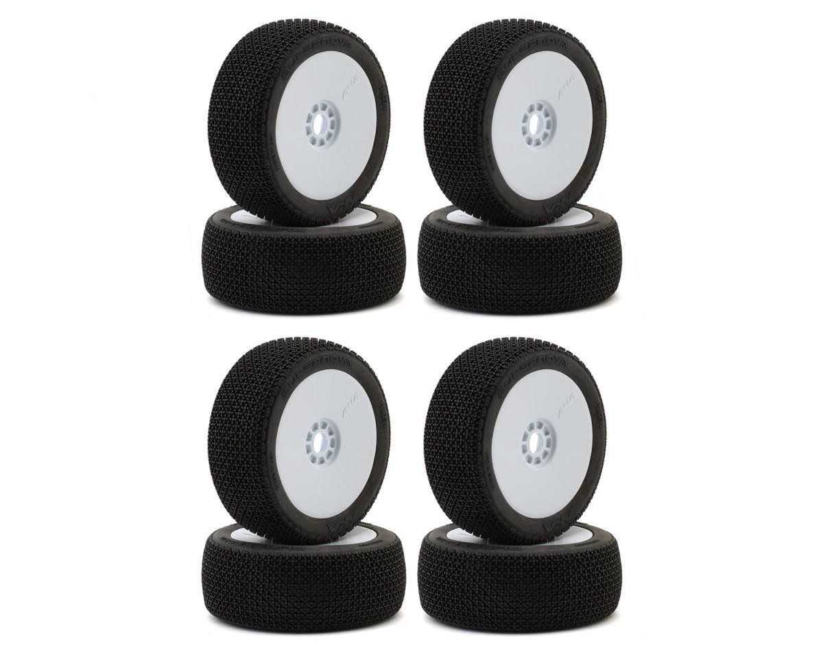 AKA Supernova 1/8 Buggy Tires Racer Bundle w/EVO Wheels (White) (8) (Soft - Long Wear)