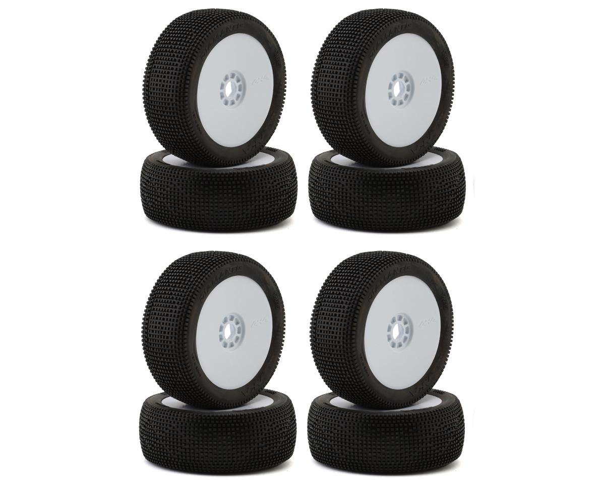 AKA Diamante 1/8 Buggy Tires Racer Bundle w/EVO Wheels (White) (8) (Soft - Long Wear)