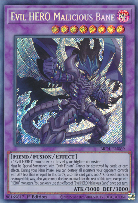 Evil HERO Malicious Bane (BROL-EN069) Secret Rare - Near Mint 1st Edit