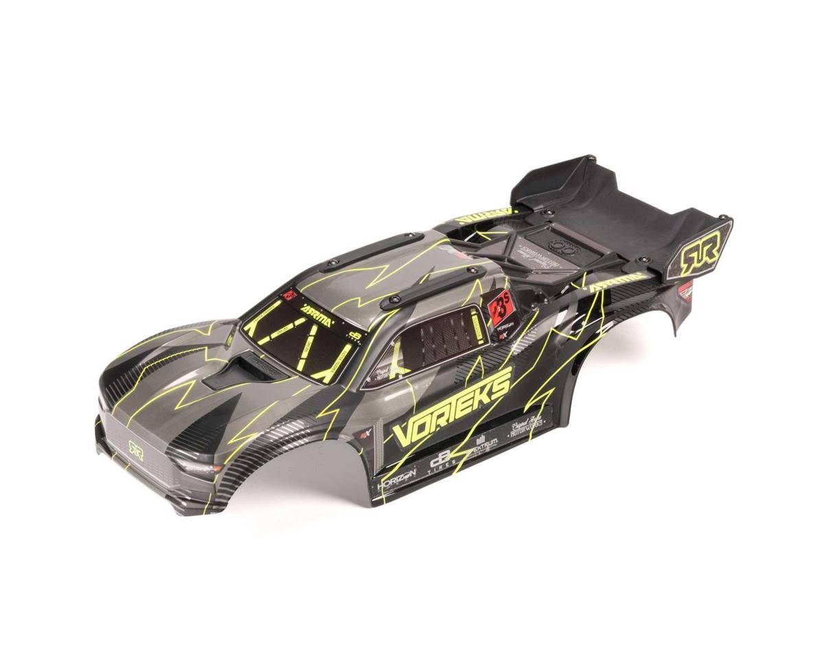 Arrma VORTEKS 2WD Painted Decaled Trimmed Body Set - Hidden Body Mount (Yellow/Black)