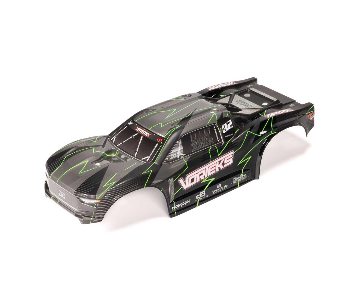 Arrma VORTEKS 2WD Painted Decaled Trimmed Body Set - Hidden Body Mount (Green/Black)