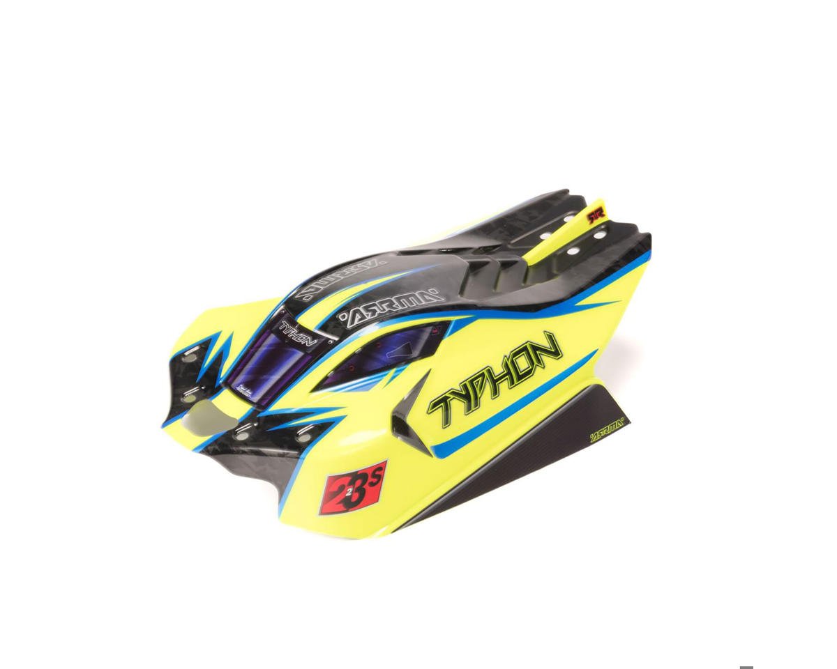 Arrma 1/8 Clipless Painted Decaled Body, Yellow/Blue: TYPHON 4X4