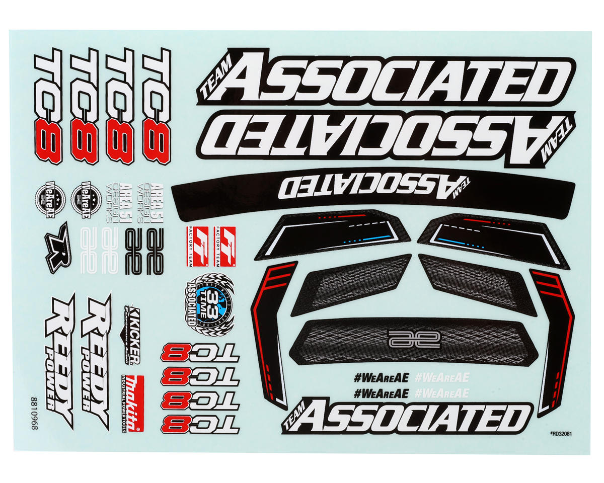 Team Associated RC10TC8 Decal Sheet