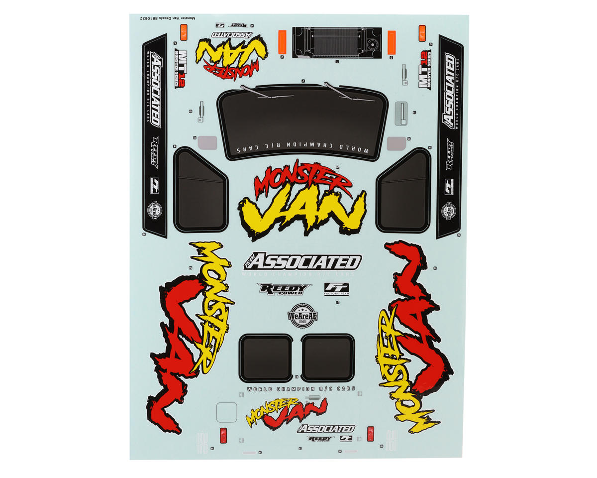 Team Associated MT12 Monster Van Decal Sheet