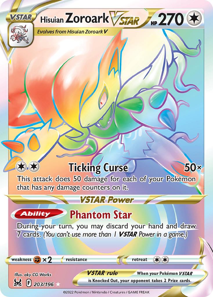 Hisuian Zoroark VSTAR (Secret) - 203/196 (SWSH11) Secret Rare - Near M