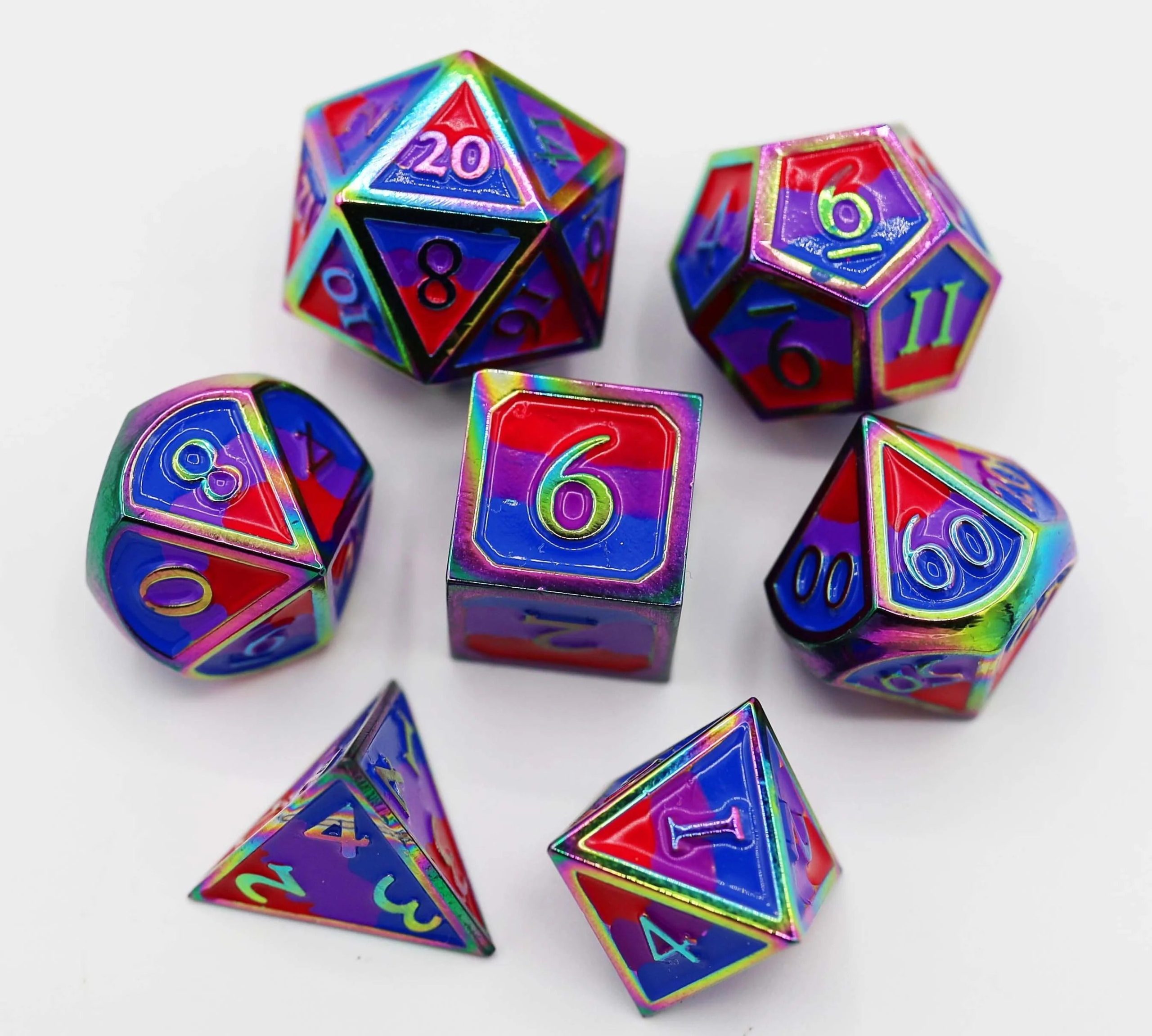 Bisexual Pride Flag RPG Metal Dice Set