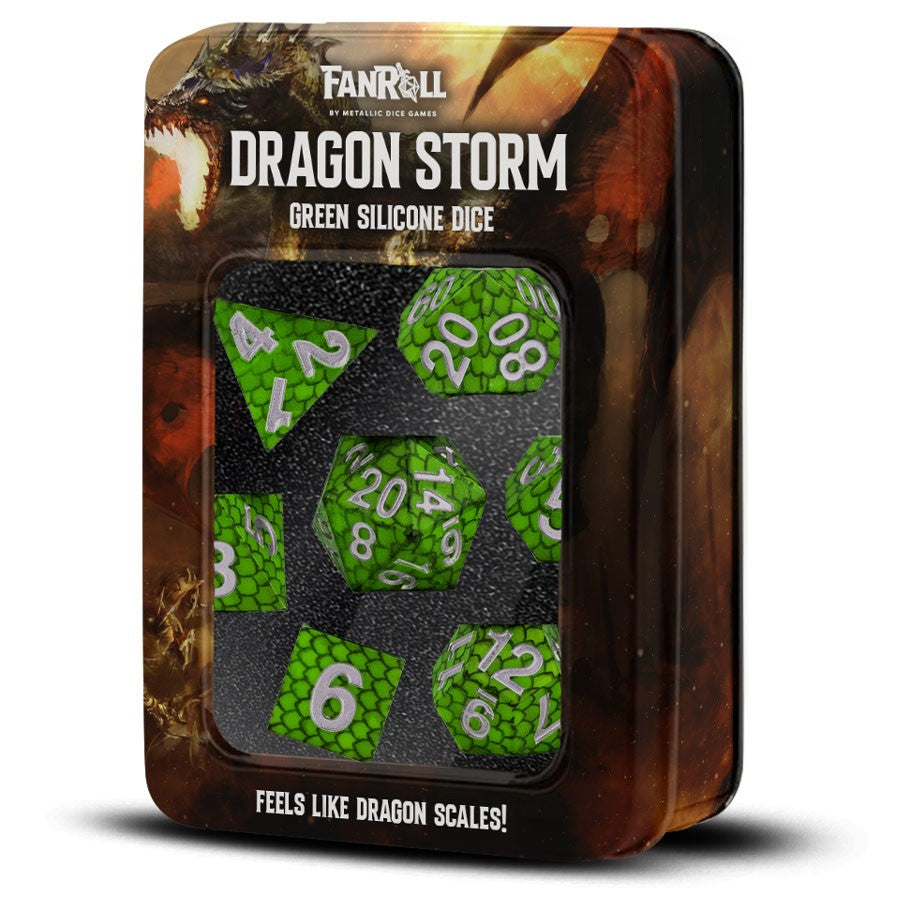 Fanroll by MDG: Dragon Storm - Silicone Dice: Green Dragon Scales 7-Se