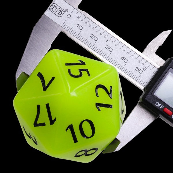 HDH-24: 55mm Titan d20 - Glow in the Dark Yellow w/ black