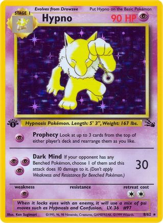Hypno - 08/62 (FO) Holo Rare - Light Play Unlimited Holofoil