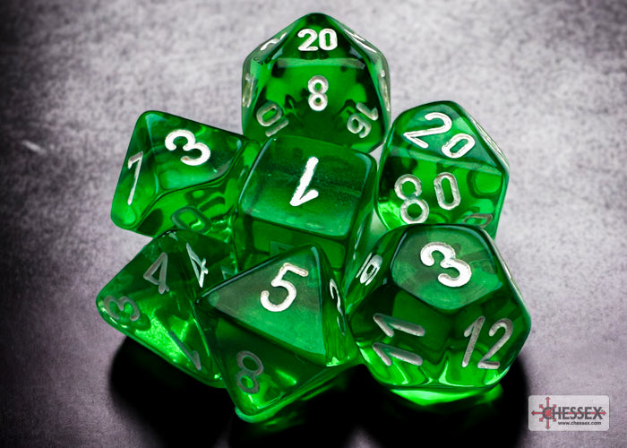 CHX20375: Translucent - Mini Poly Set Green w/white (7)