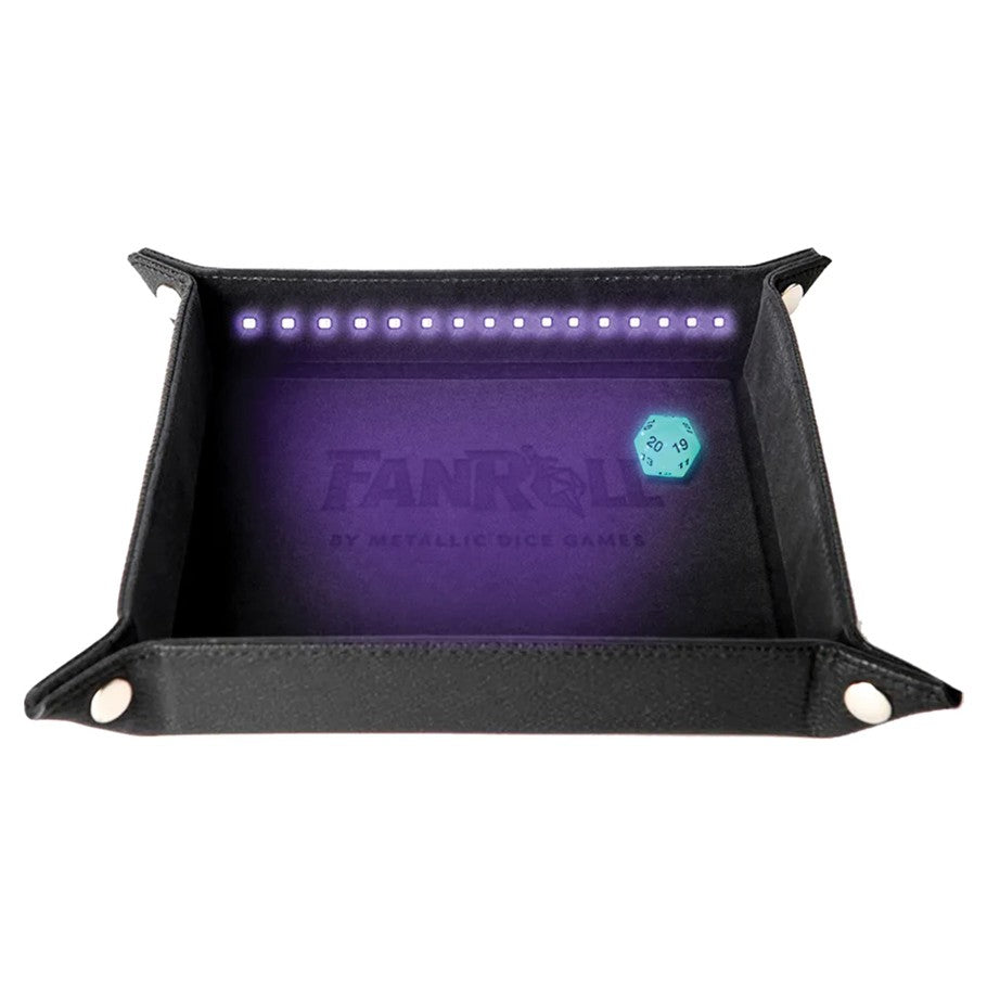 MDG: Folding Velvet Dice Tray With Leather Backing - 10x10 Blacklight